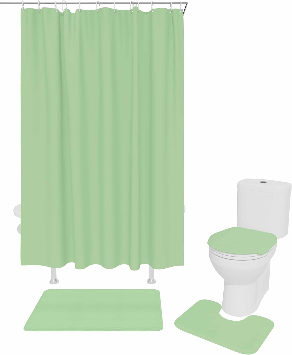 ZOE GARDEN Green Bathroom Set with Rug and Accessories