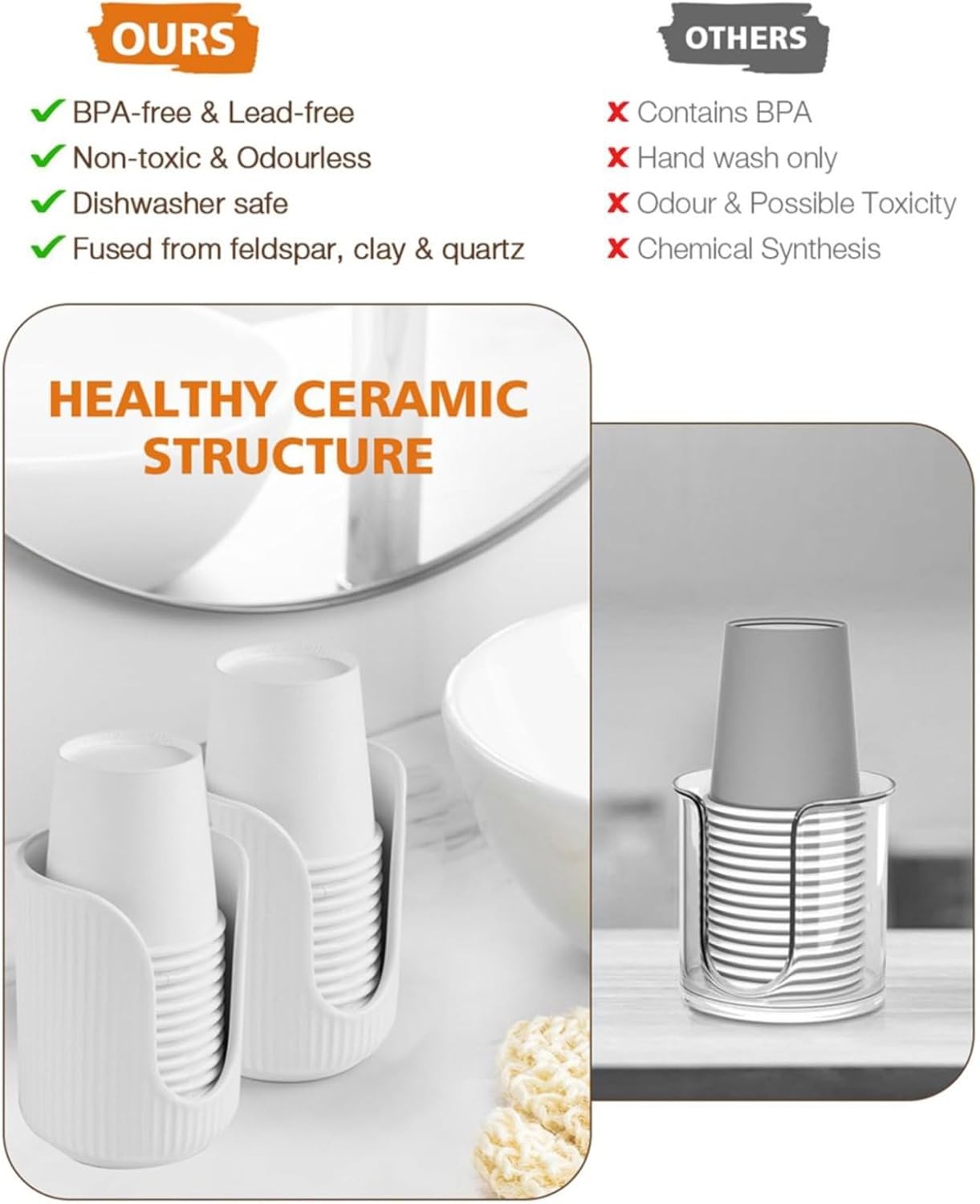 Convenient Bathroom Cup Dispenser for Mouthwash Cups White