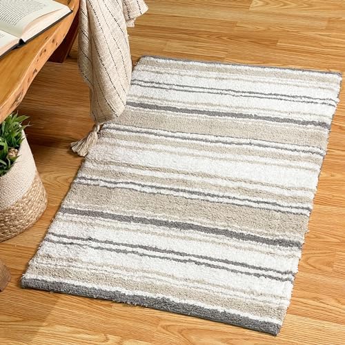 Chardin home Maui Bath Mat Set of 2 White-Beige