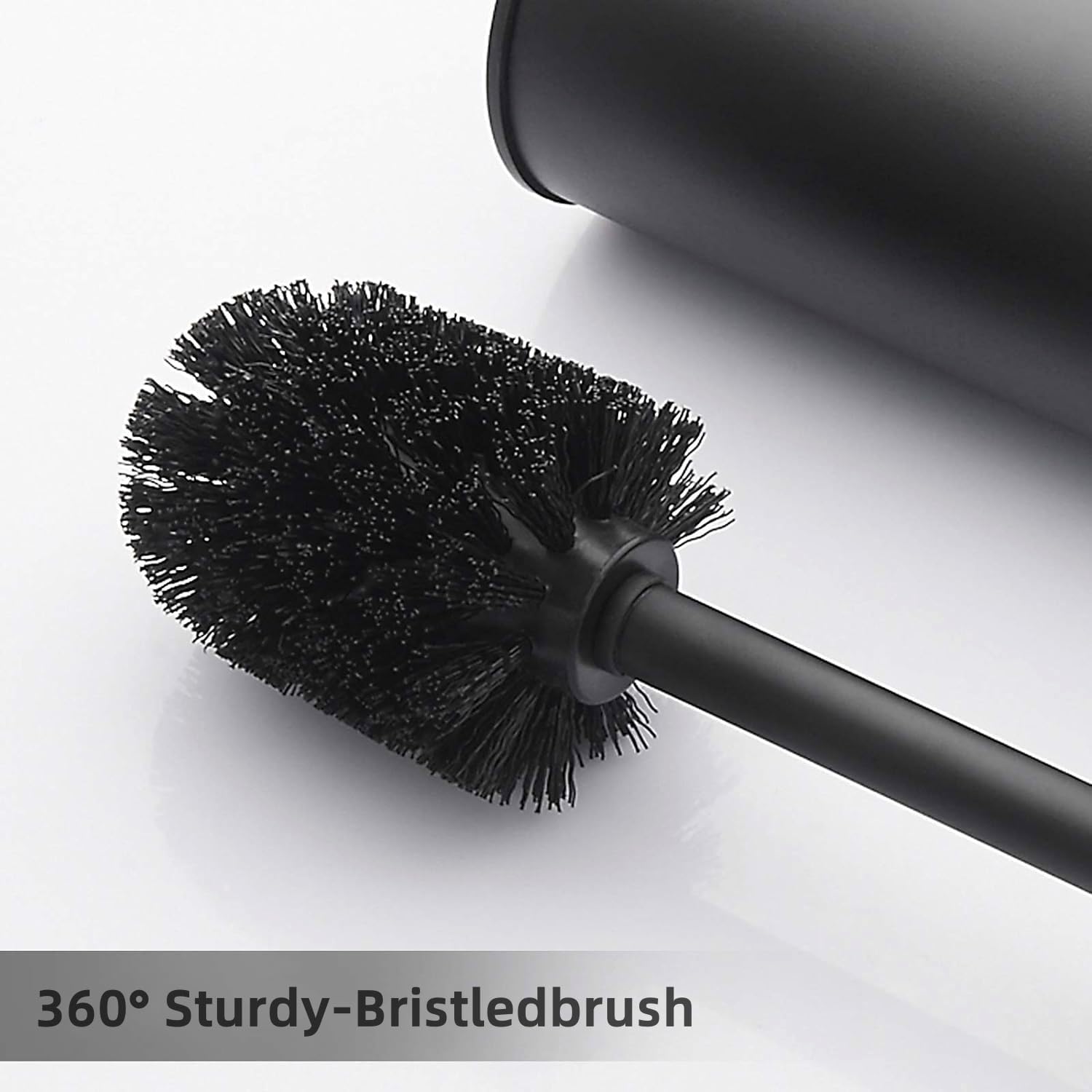 Matt Black Toilet Brush with Metal Holder Set
