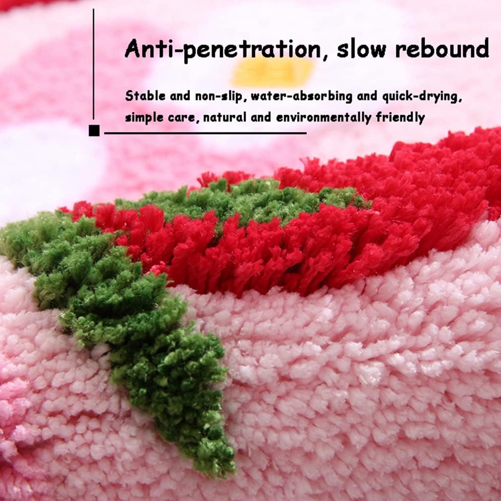 Soft Cozy Strawberry Bath Rug Non-Slip Green