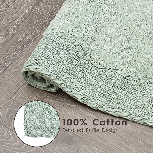 Laura Ashley Ruffle Border Cotton Bath Rug Sage Green 17x24