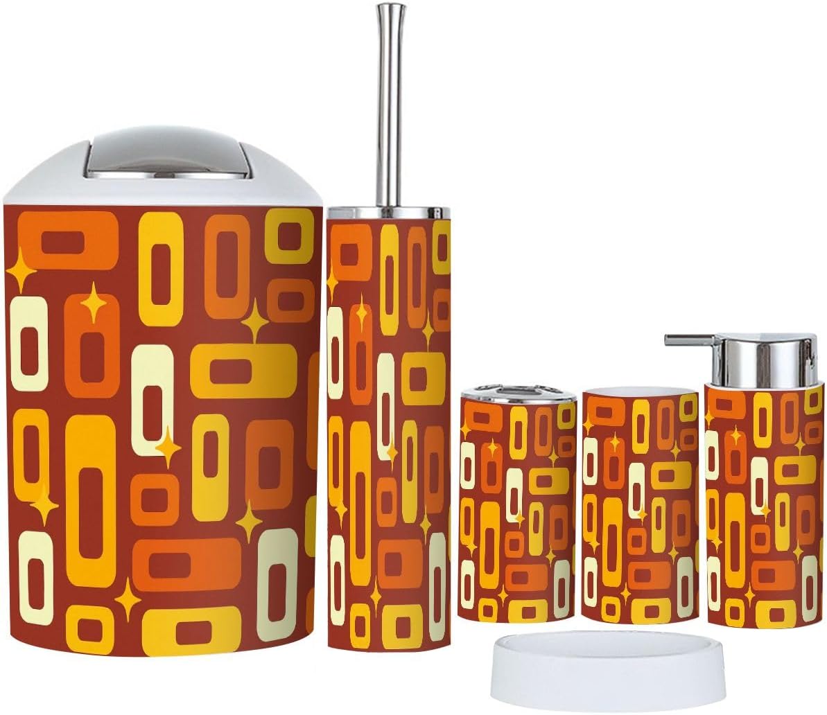 Boho Retro 6-Piece Bathroom Accessory Set