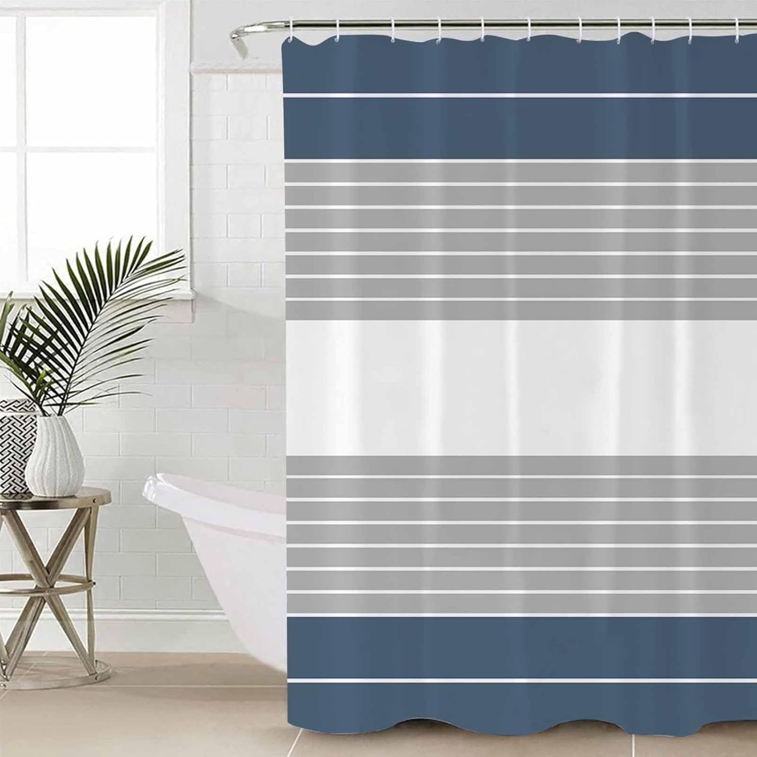 ZOE GARDEN Haze Blue Striped Bathroom Set 1
