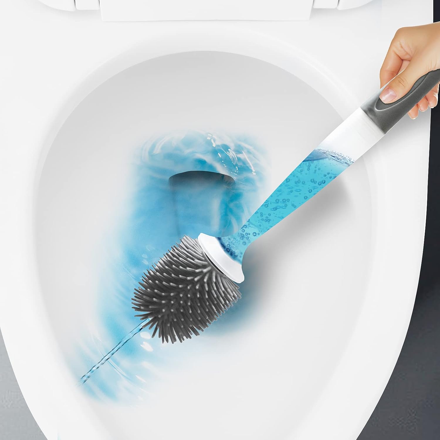 Silicone Toilet Brush with Refillable Design and Soft Bristles