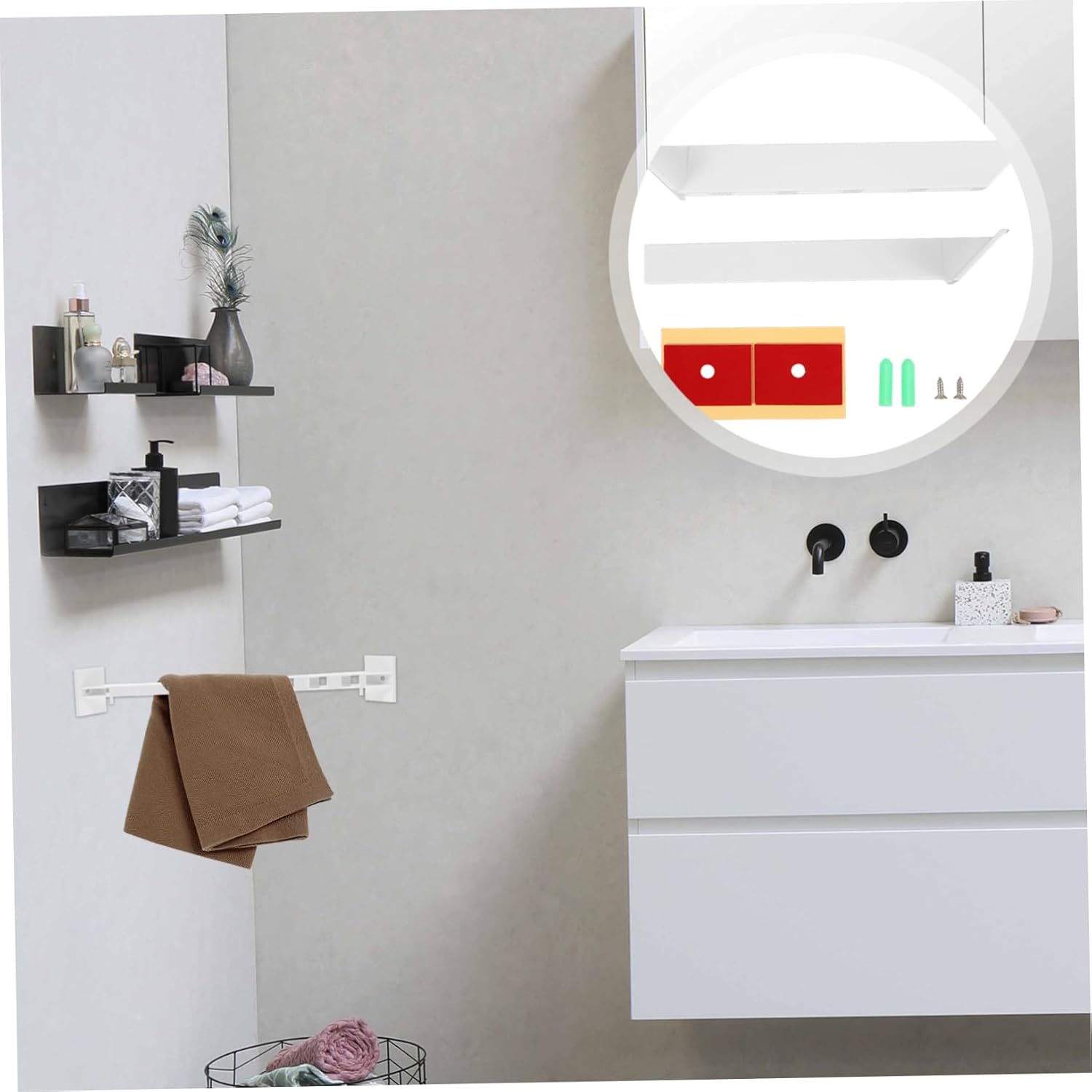 WOONEKY Abs Rv Shower Corner Shelf Retainer Bar