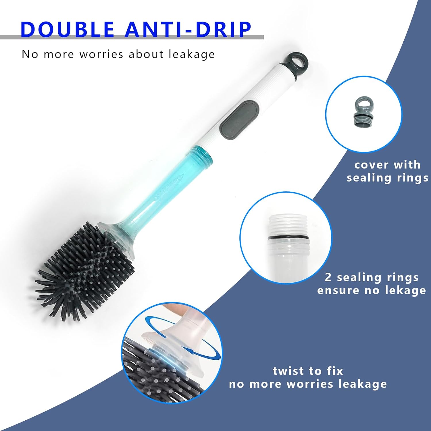 REDANT Silicone Toilet Brush and Holder Set - Drip Proof Grey