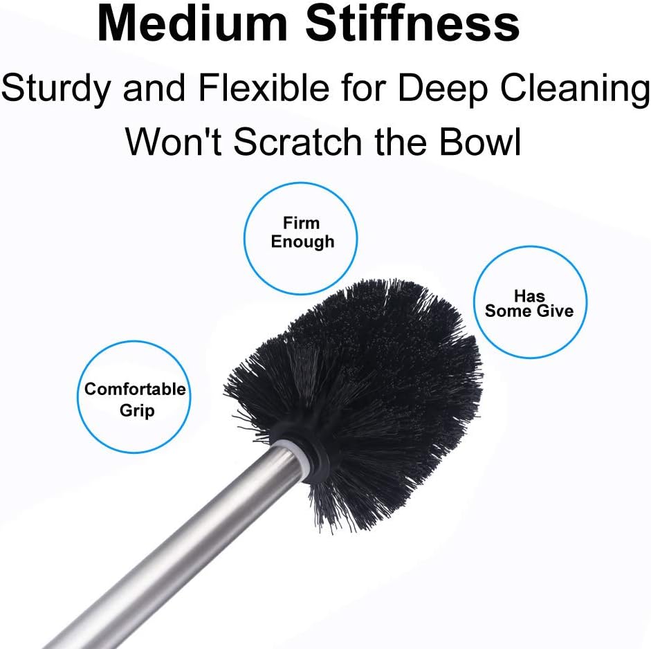 Angle Simple Toilet Brush Set 3PCS with Stainless Steel Handle