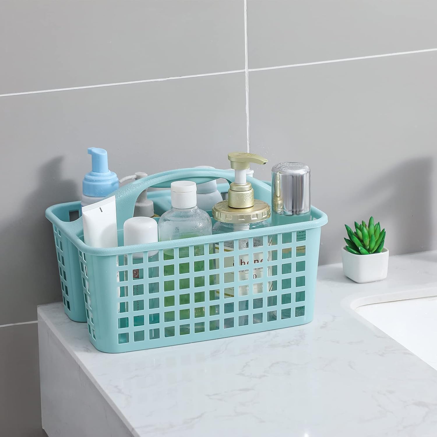 Portable Shower Caddy with 3 Compartments and Handle