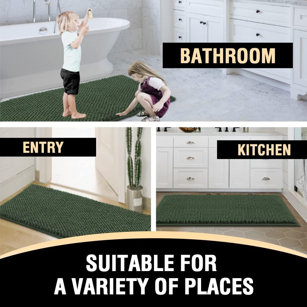 HVERSAILTEX Bath Rugs Set of 2 Non-Skid Plush Runner