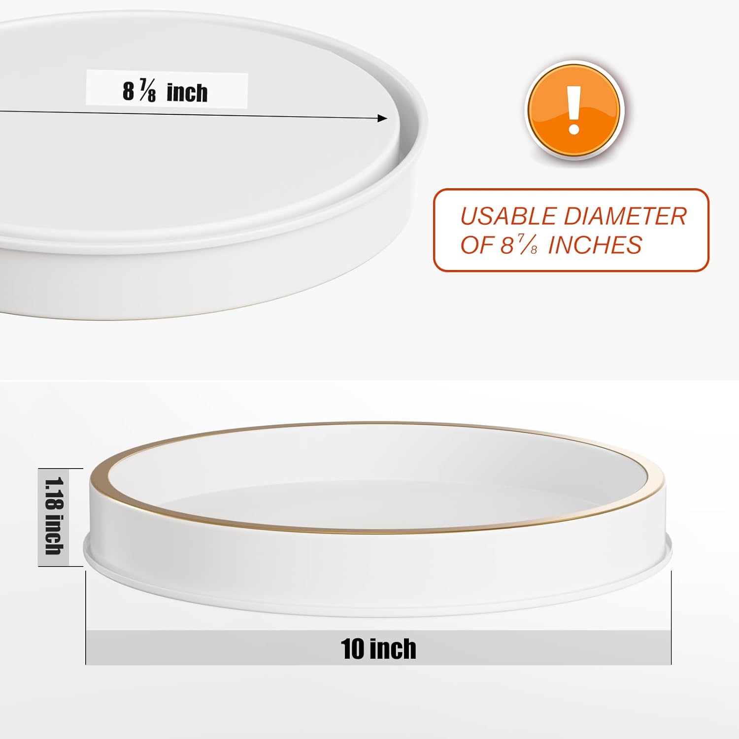 HGF 10 Inch White Brushed Gold Bathroom Tray