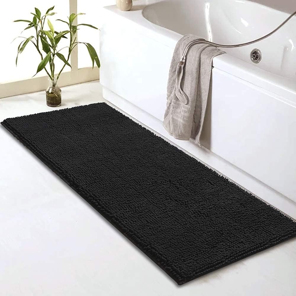Sheepping Non Slip Black Bath Rug Mat 59 x 20