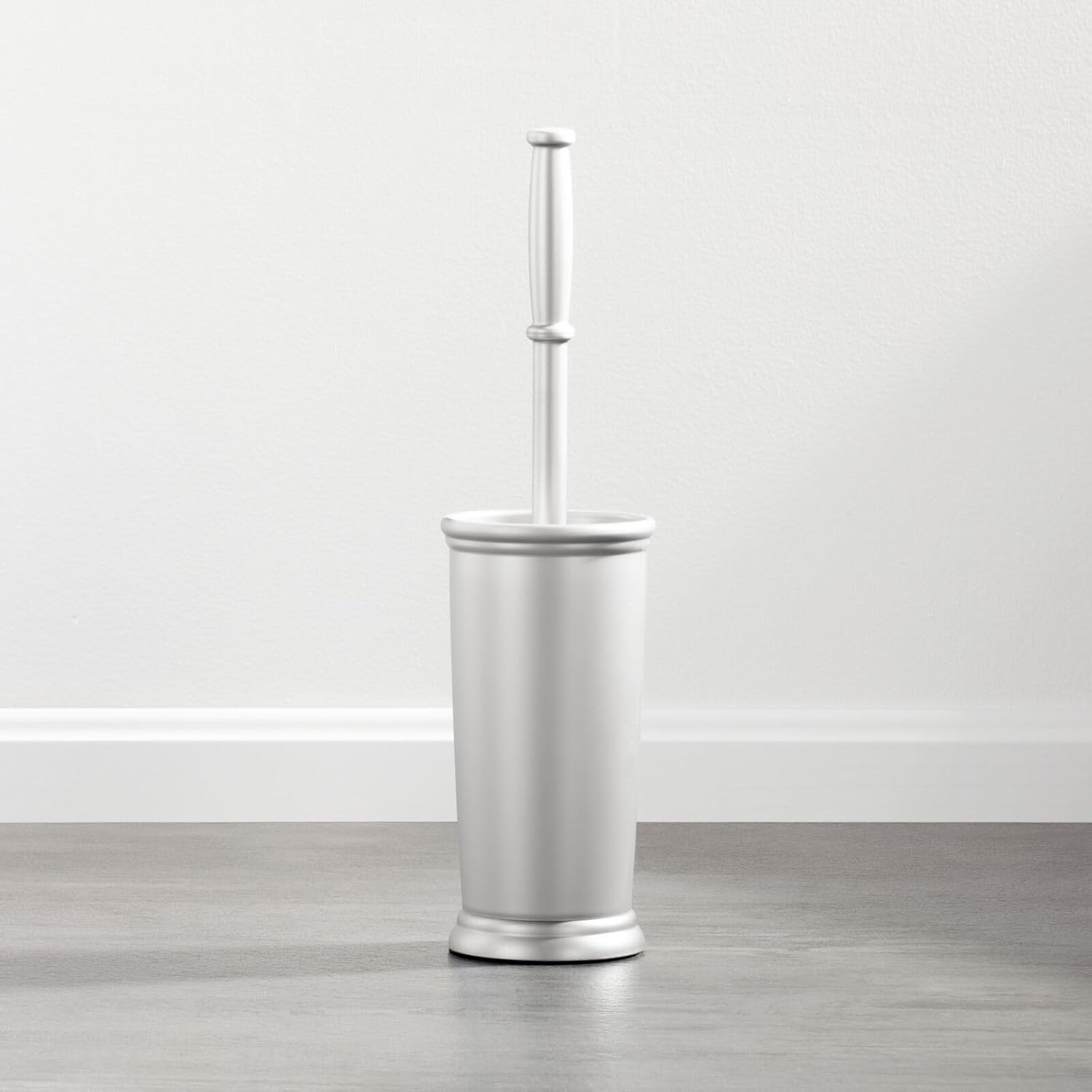 mDesign Compact Freestanding Toilet Brush and Holder - Silver