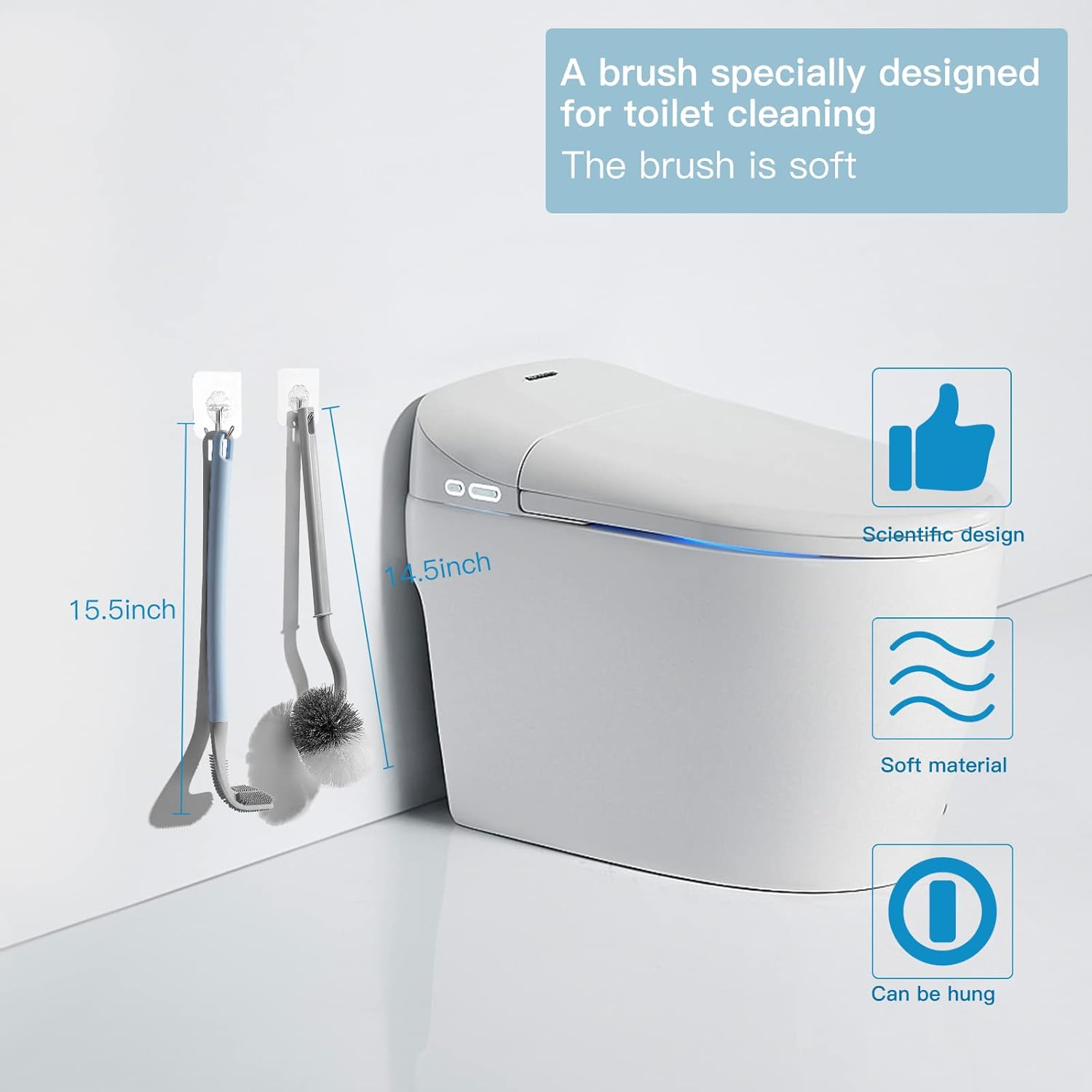 WOBEVB 2Pcs Toilet Brush Set with Curved Design for Deep Cleaning