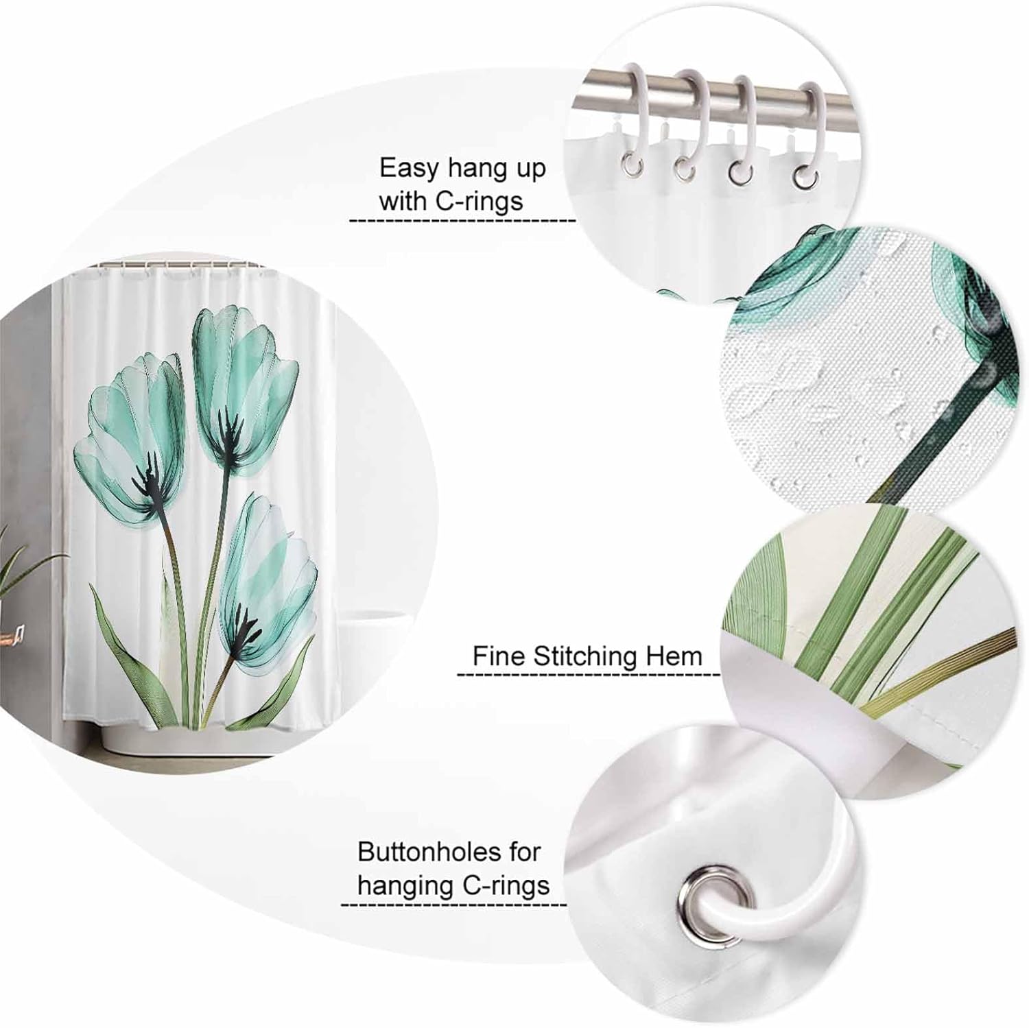ZOE GARDEN Turquoise Aqua Tulips Bathroom Set