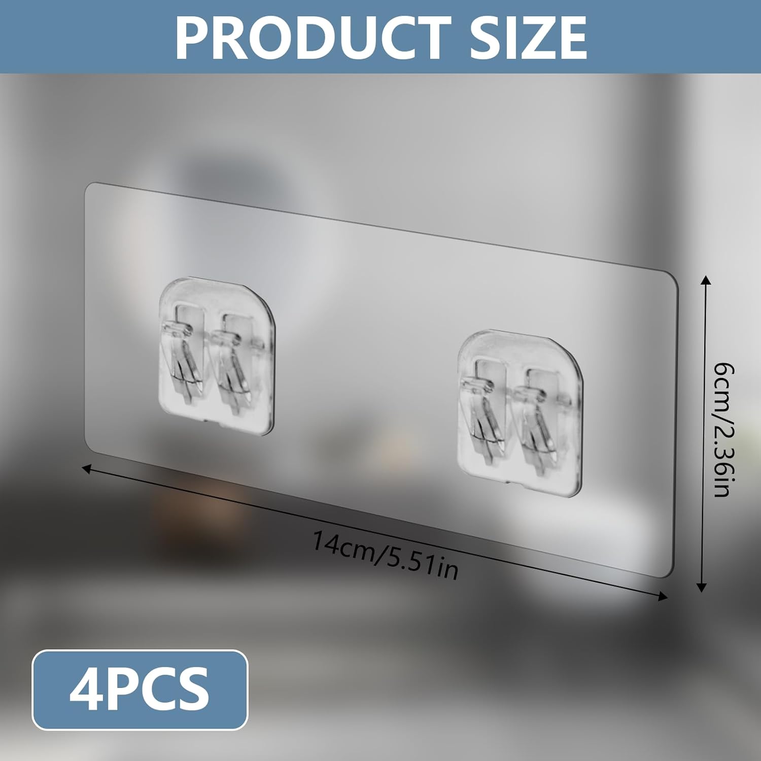 4 Pack Adhesive Hooks for Shower Caddy No Drilling