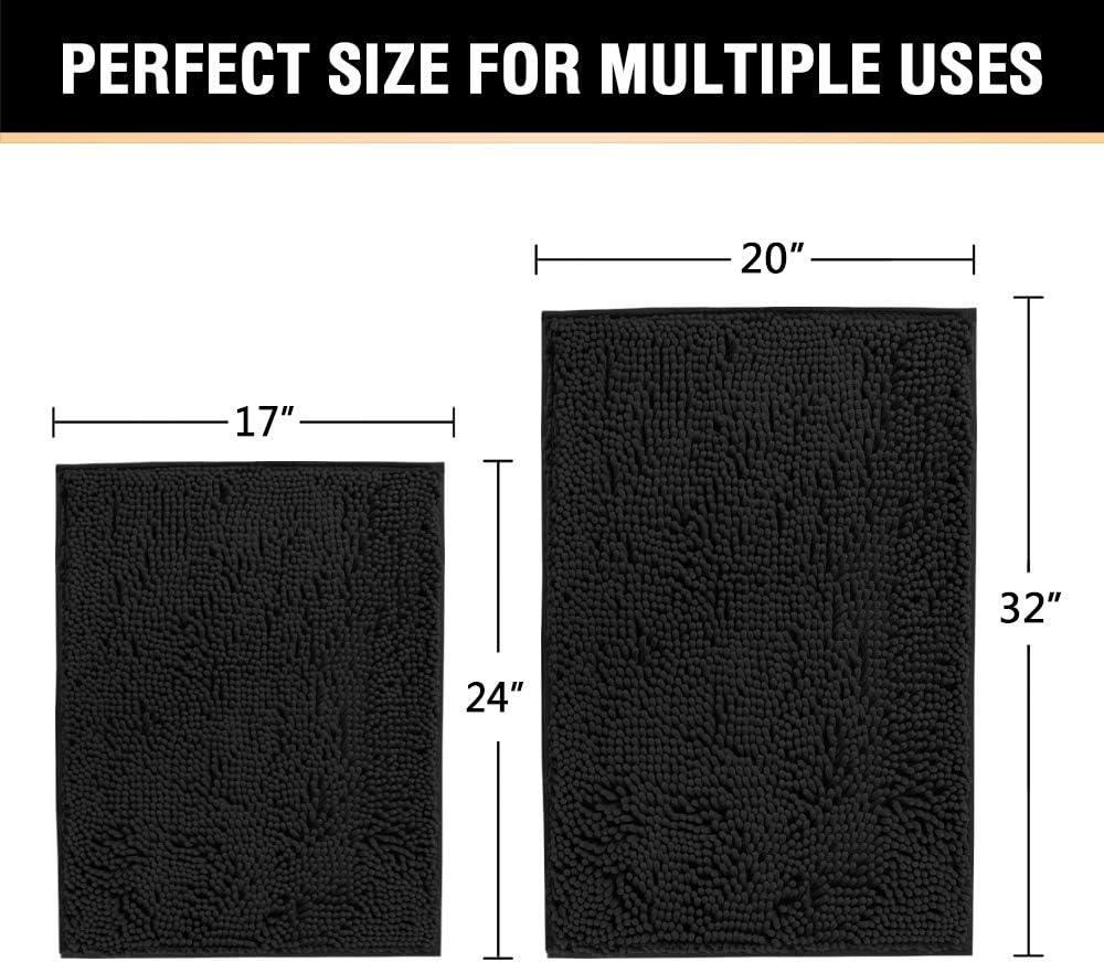 HVERSAILTEX 2 Piece Black Bath Rug Set