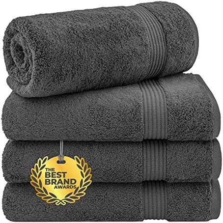 Cotton Paradise 4 Piece Turkish Bath Towels Dark Gray