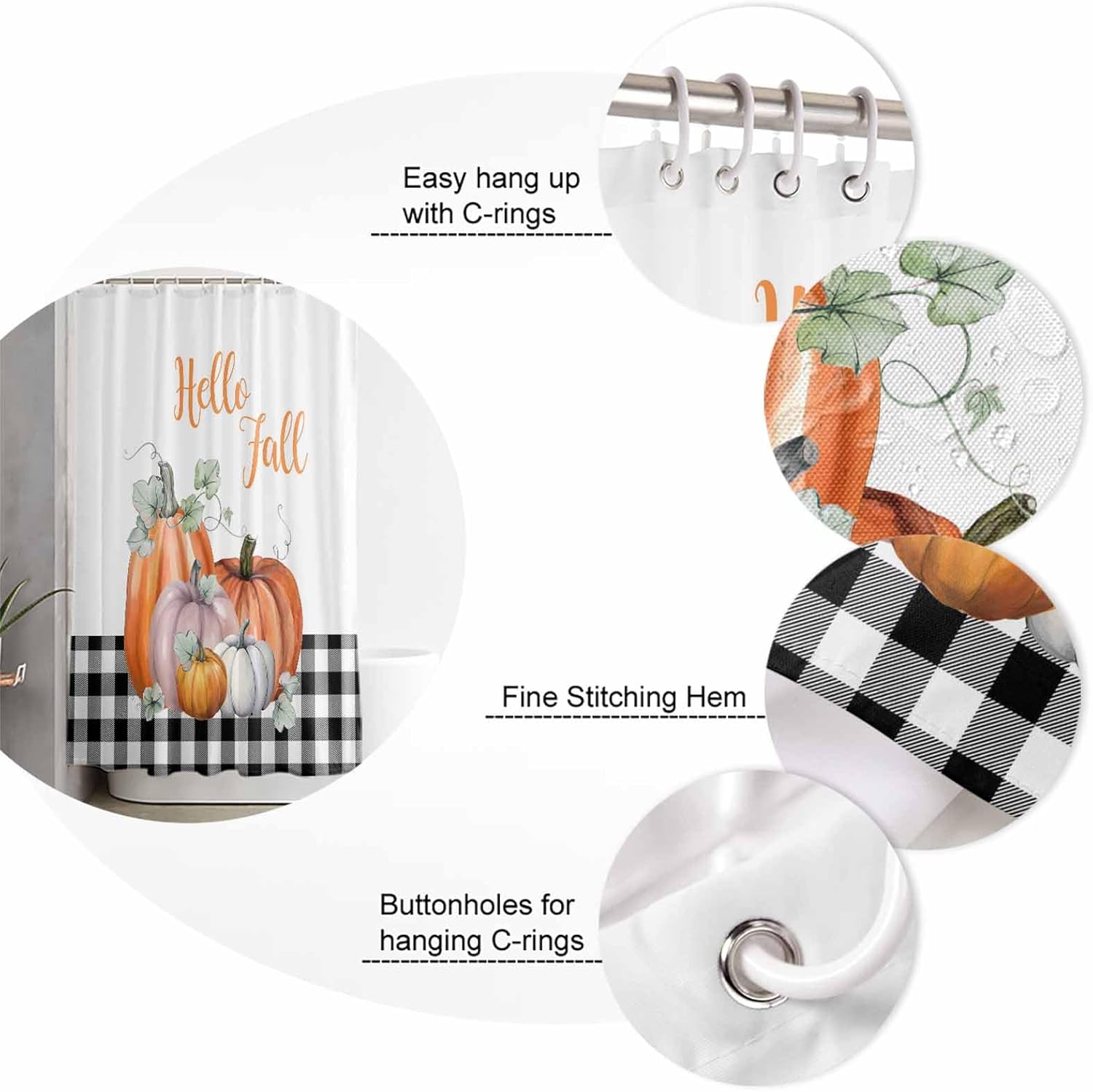 Thanksgiving Bathroom Set with Shower Curtain Rug and Accessories