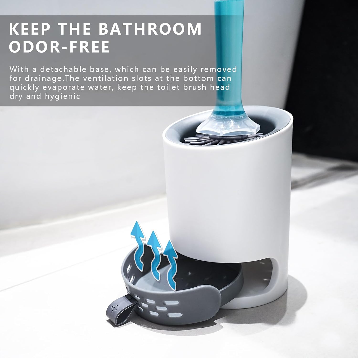 REDANT Silicone Toilet Brush and Holder Set - Drip Proof Grey