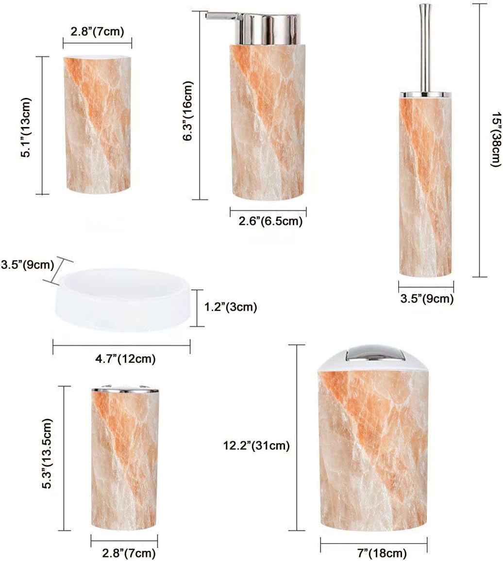 Boho Pastel Pink Bathroom Accessory Set 6 Piece 1