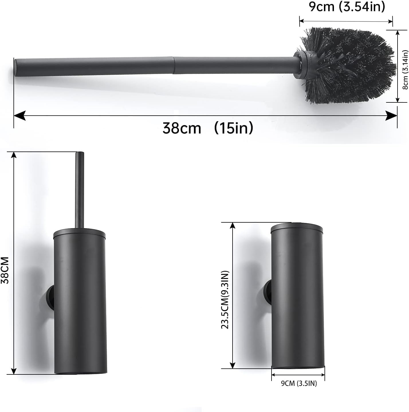 Toilet Brush and Holder with Durable Bristles and Splash-Proof Design