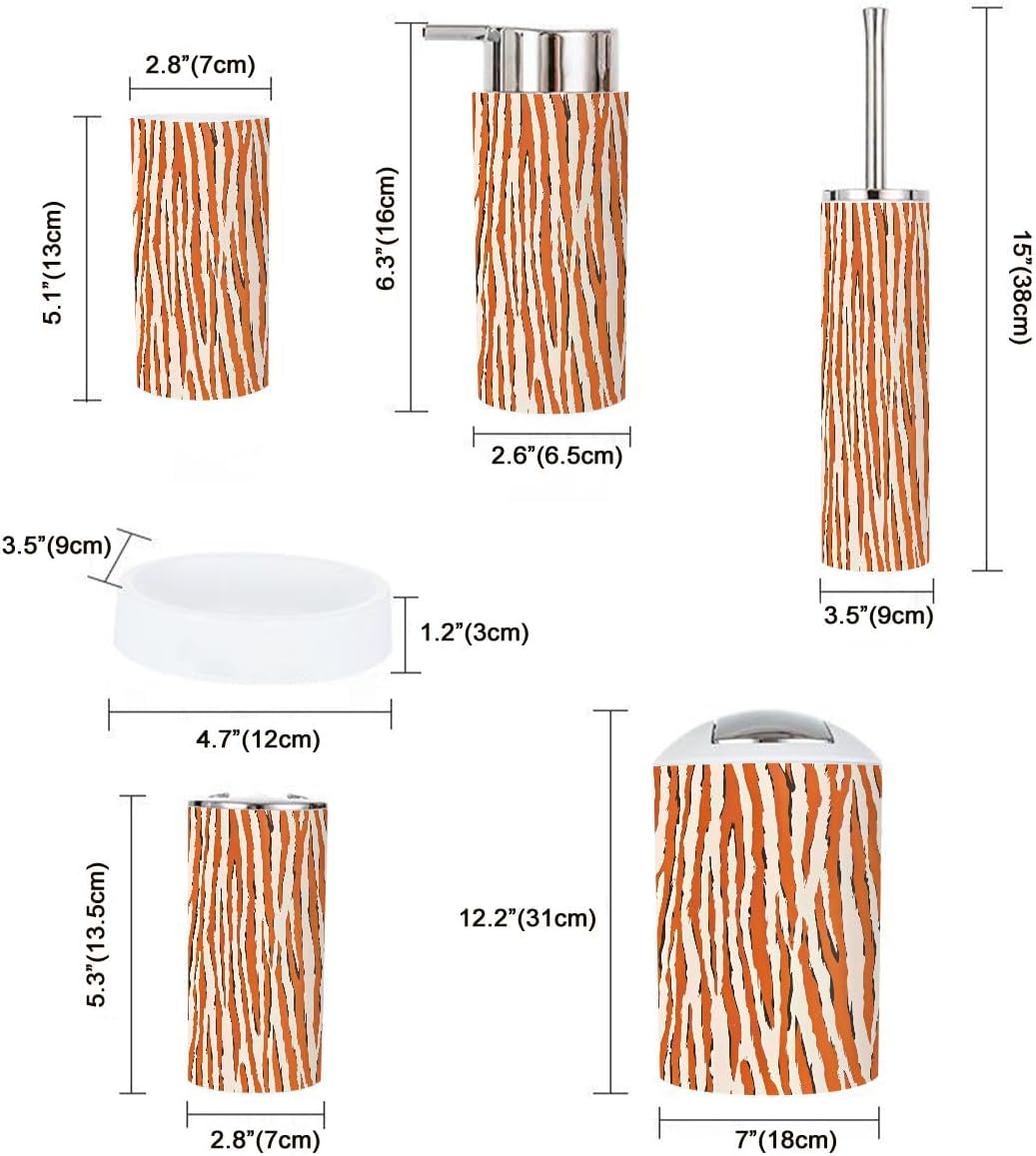 Boho Tiger Skin Bathroom Accessory Set 6 Piece