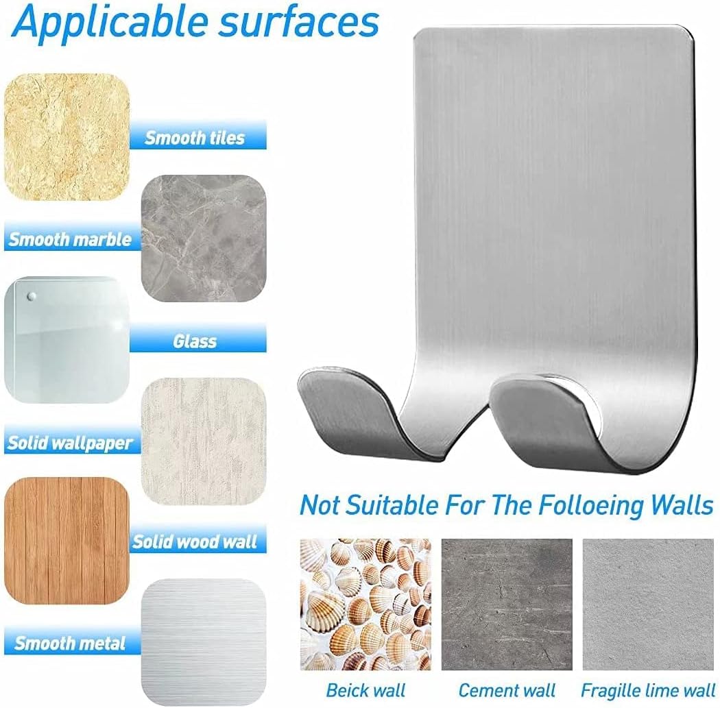 Waterproof Razor Holder 6 Pack Heavy Duty Self Adhesive Hooks