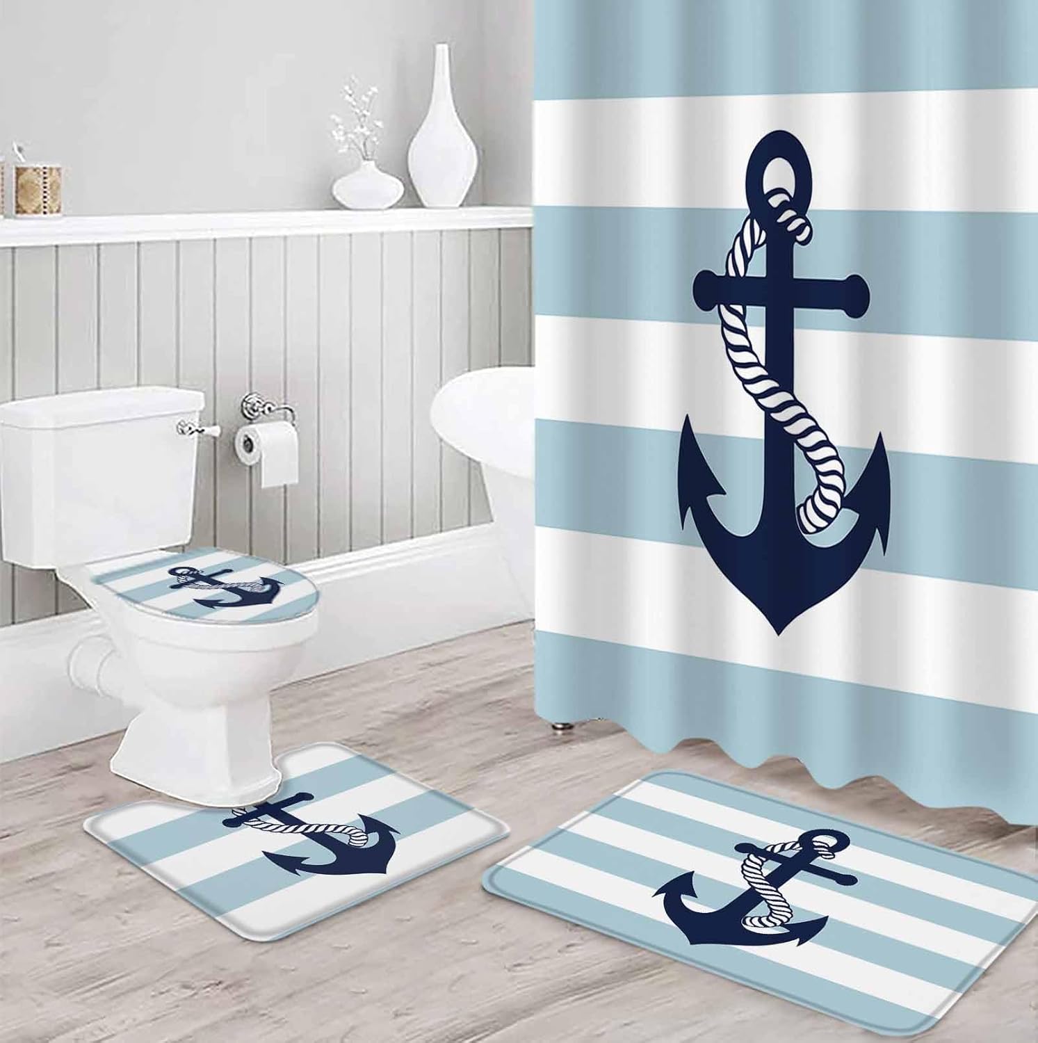 ZOE GARDEN Anchor Striped Bathroom Set