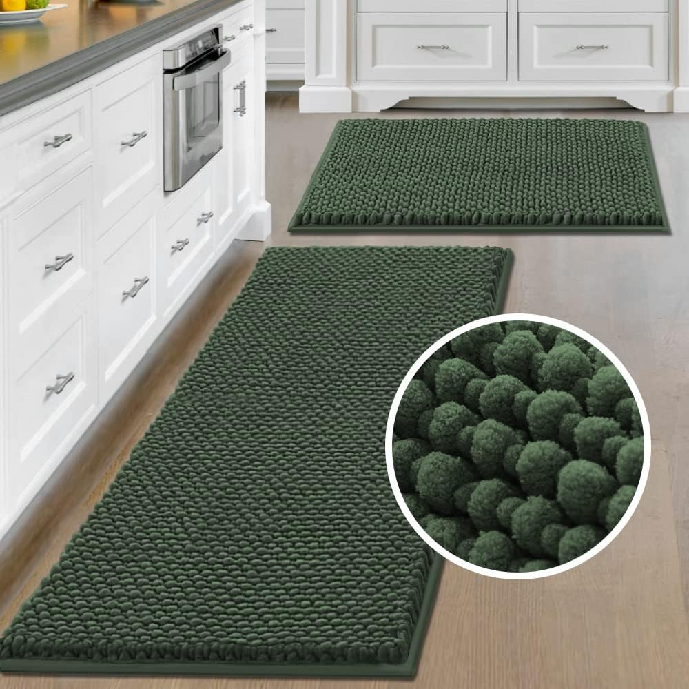 HVERSAILTEX Bath Rugs Set of 2 Non-Skid Plush Runner