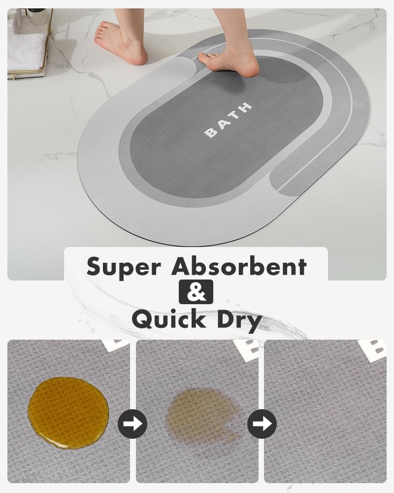 MontVoo Quick Drying Grey Bath Rug 17x27