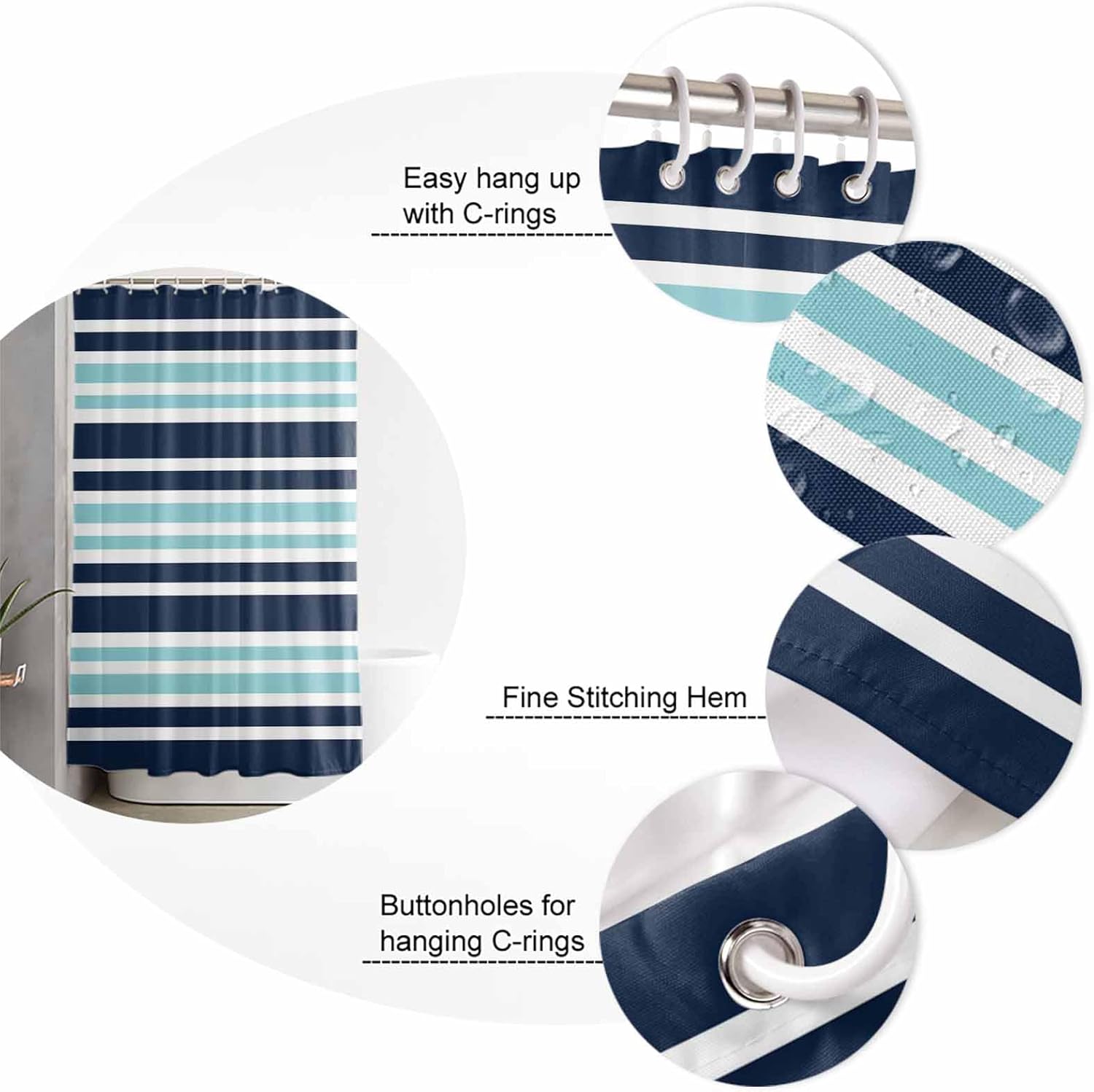 ZOE GARDEN Dark Blue Bathroom Set with Rug and Accessories