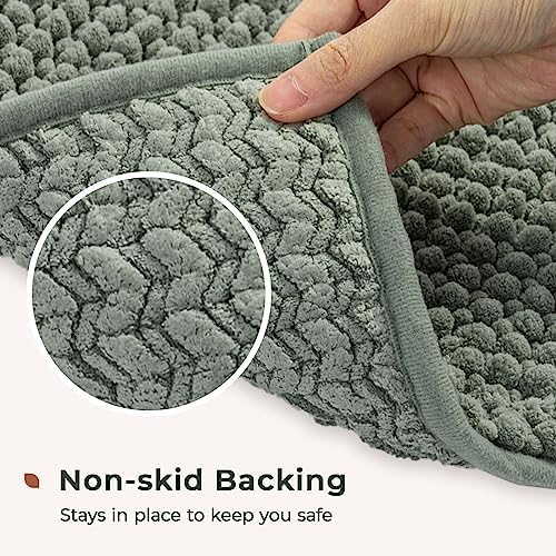 FRESHMINT Chenille Bath Rug Set 2 Piece Sage Green 1