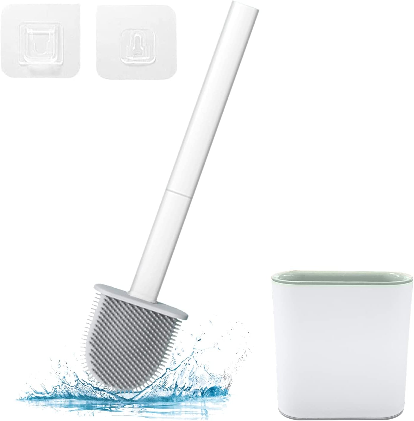Toilet Brush with Holder Flexible Silicone Cleaning Tool for Bathroom