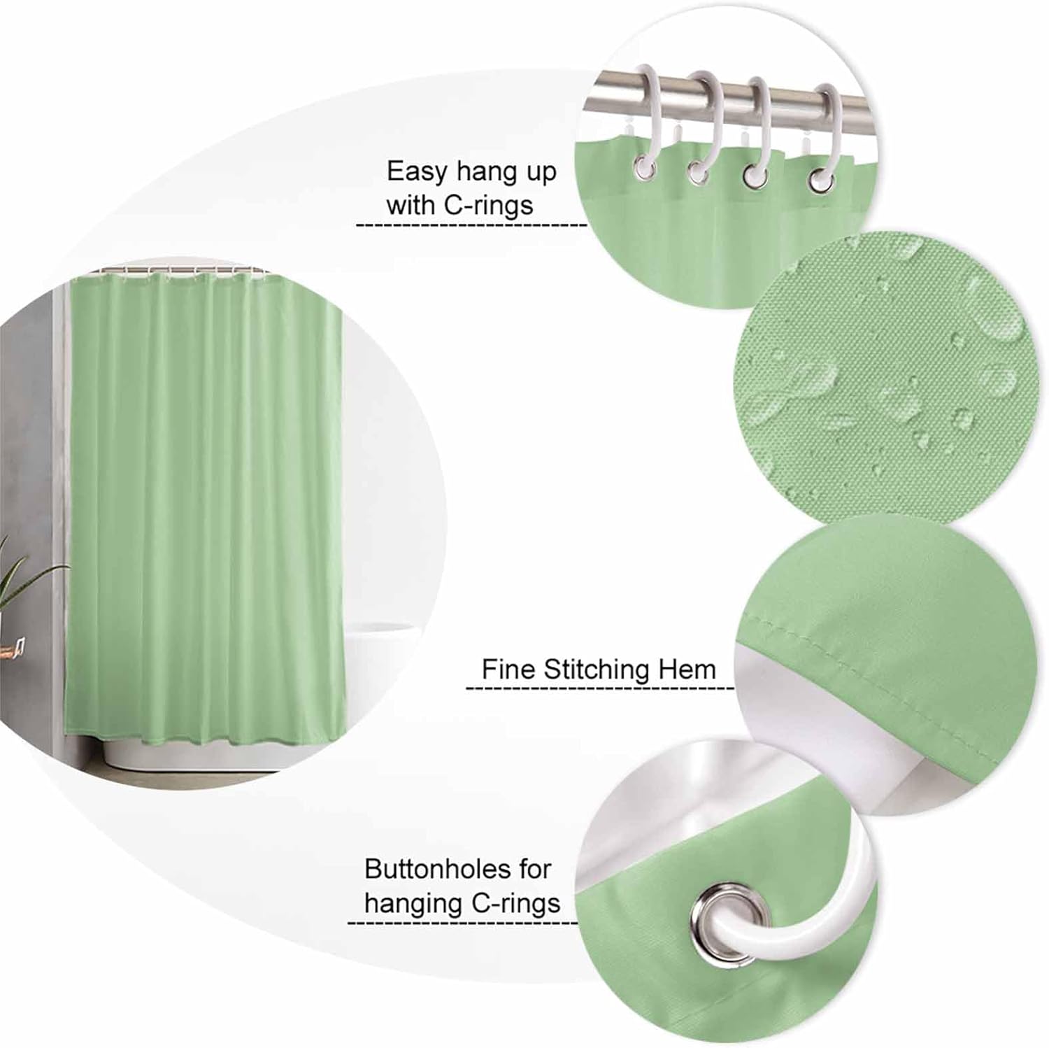 ZOE GARDEN Green Bathroom Set with Rug and Accessories