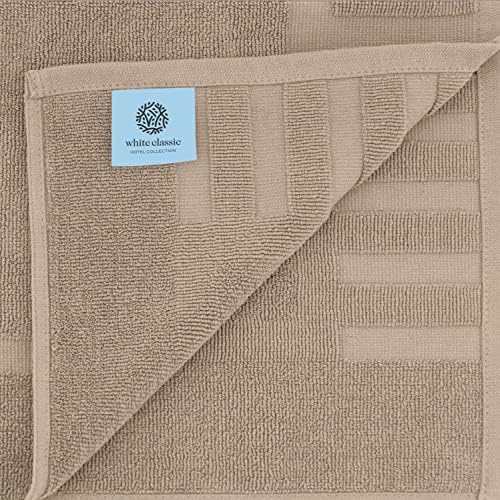 White Classic Luxury Bath Mat Set - 22x34 Inch Taupe 2 Pack