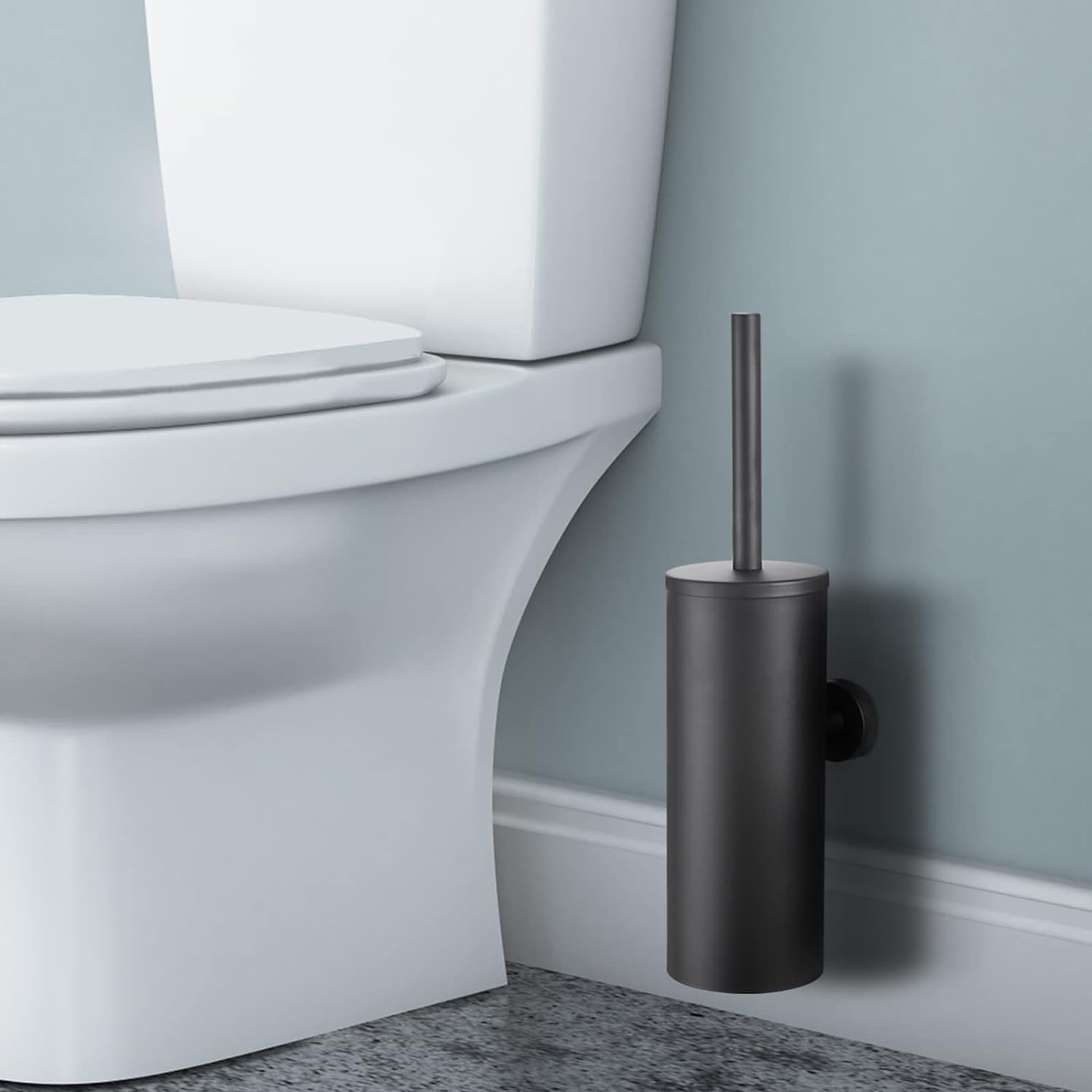 Toilet Brush and Holder with Durable Bristles and Splash-Proof Design