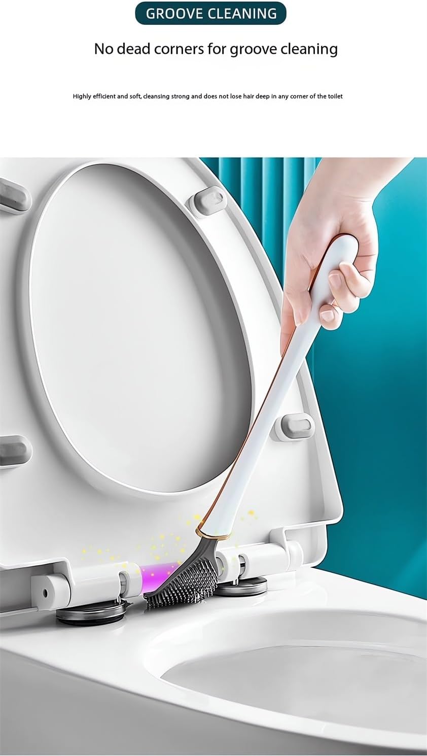 Modern Flexible Silicone Toilet Brush Set with Holder