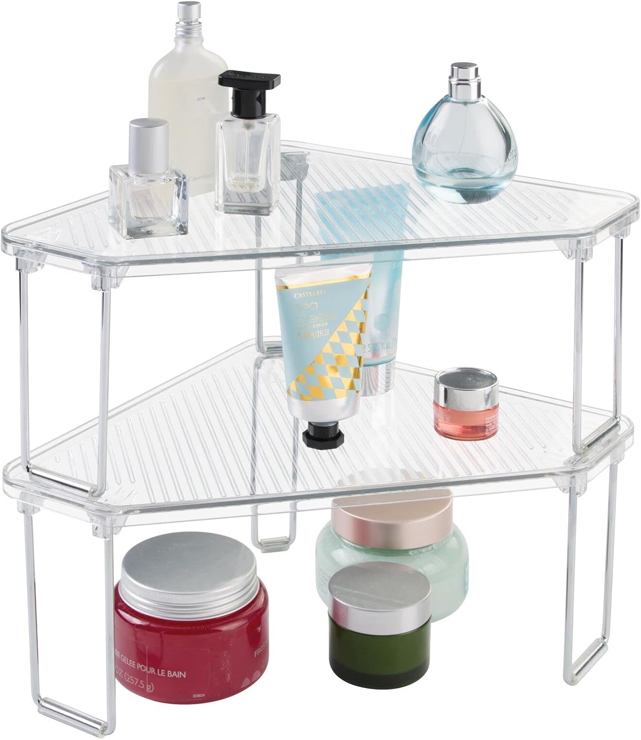 mDesign Corner Stackable Rack 2 Pack Clear