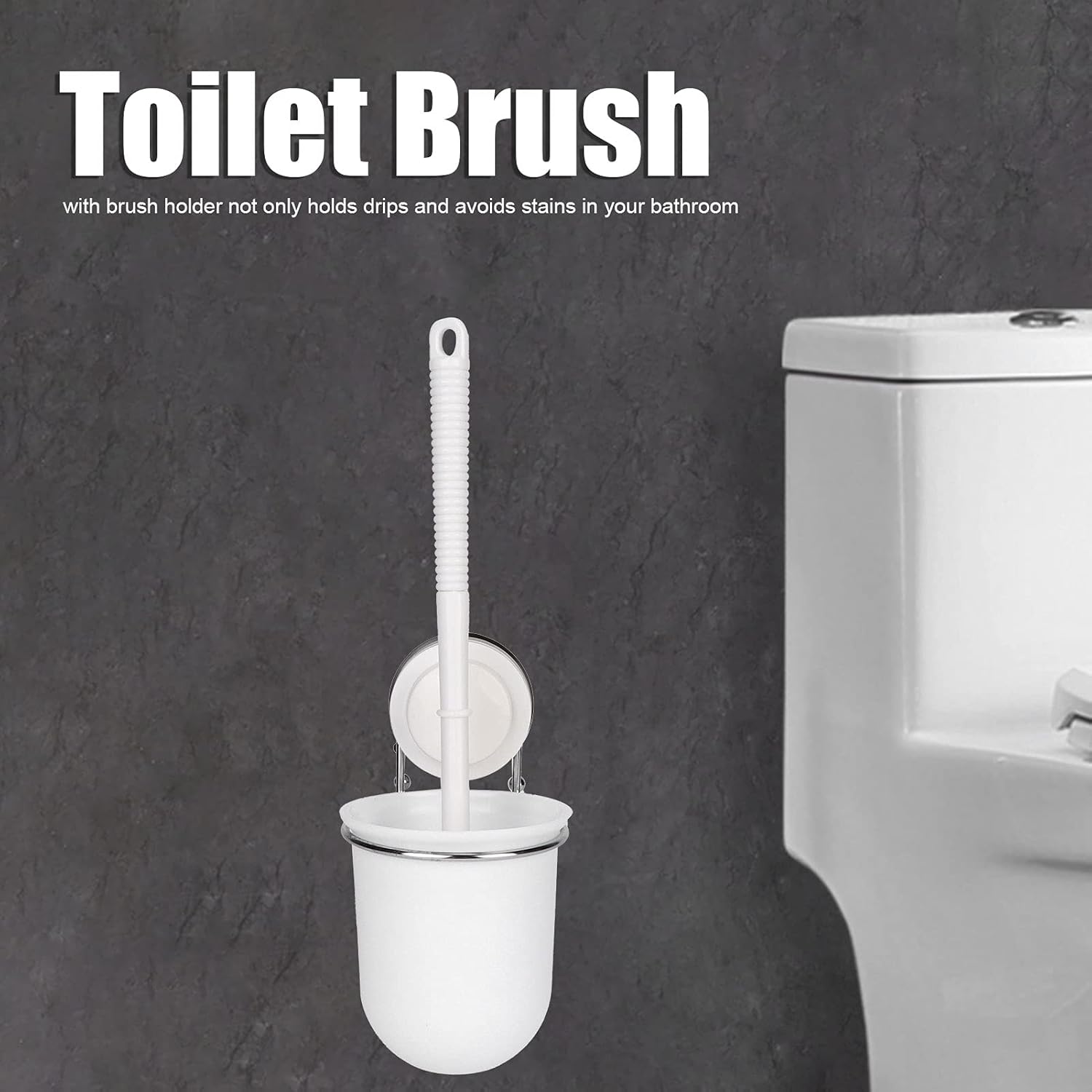 Keenso Toilet Brush with Wall Mount Holder and Suction Cup