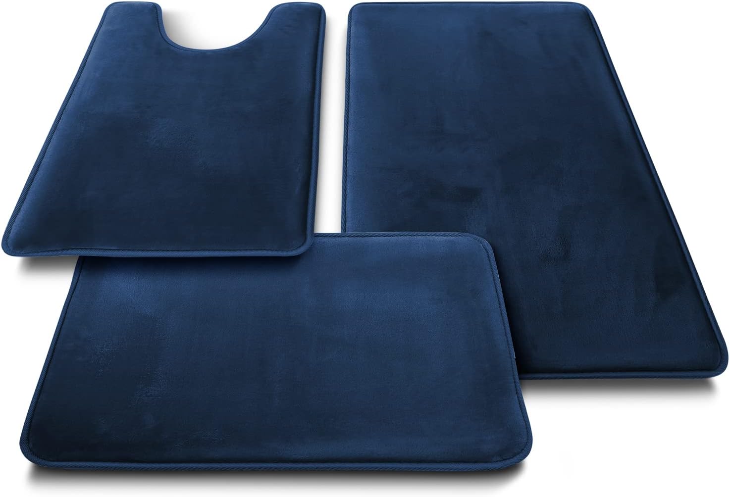 Clara Clark 3 Piece Velvet Bath Mat Set - Non-Slip Dries Quickly