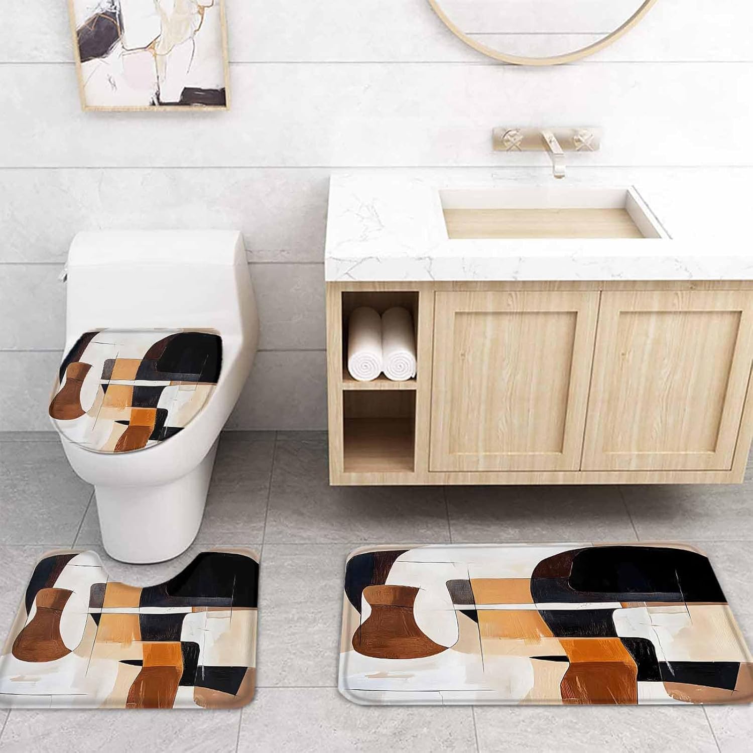 ZOE GARDEN Boho Black Brown Bath Set