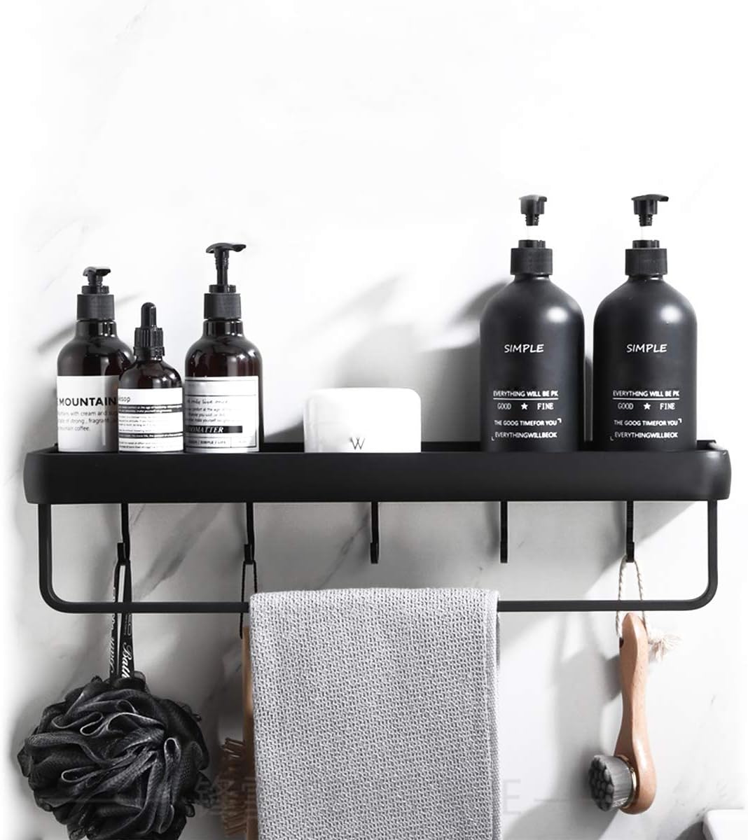 Lancher 2-Pack No Drilling Shower Caddy - Black