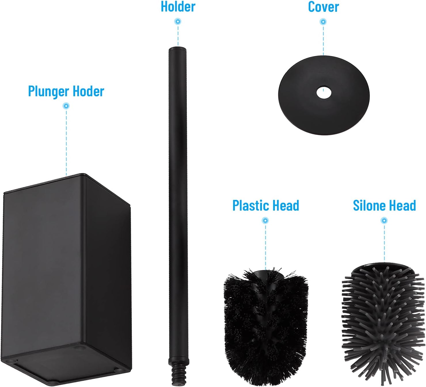 BVL Toilet Brush with Stainless Steel Handle and Holder