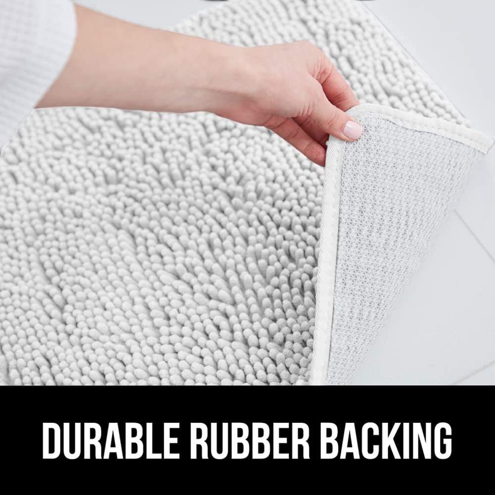 GORILLA GRIP Bath Rug Set and Toilet Mat 2 Items in White