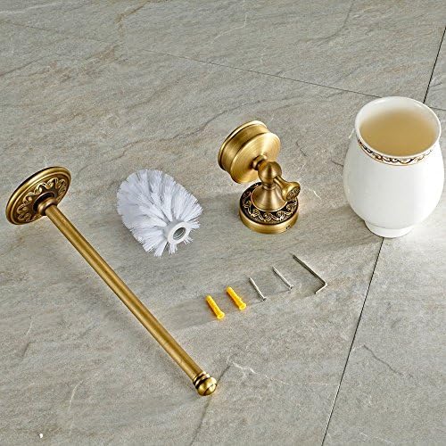 Leyden Antique Brass Toilet Brush Holder with Ceramic Cup 1
