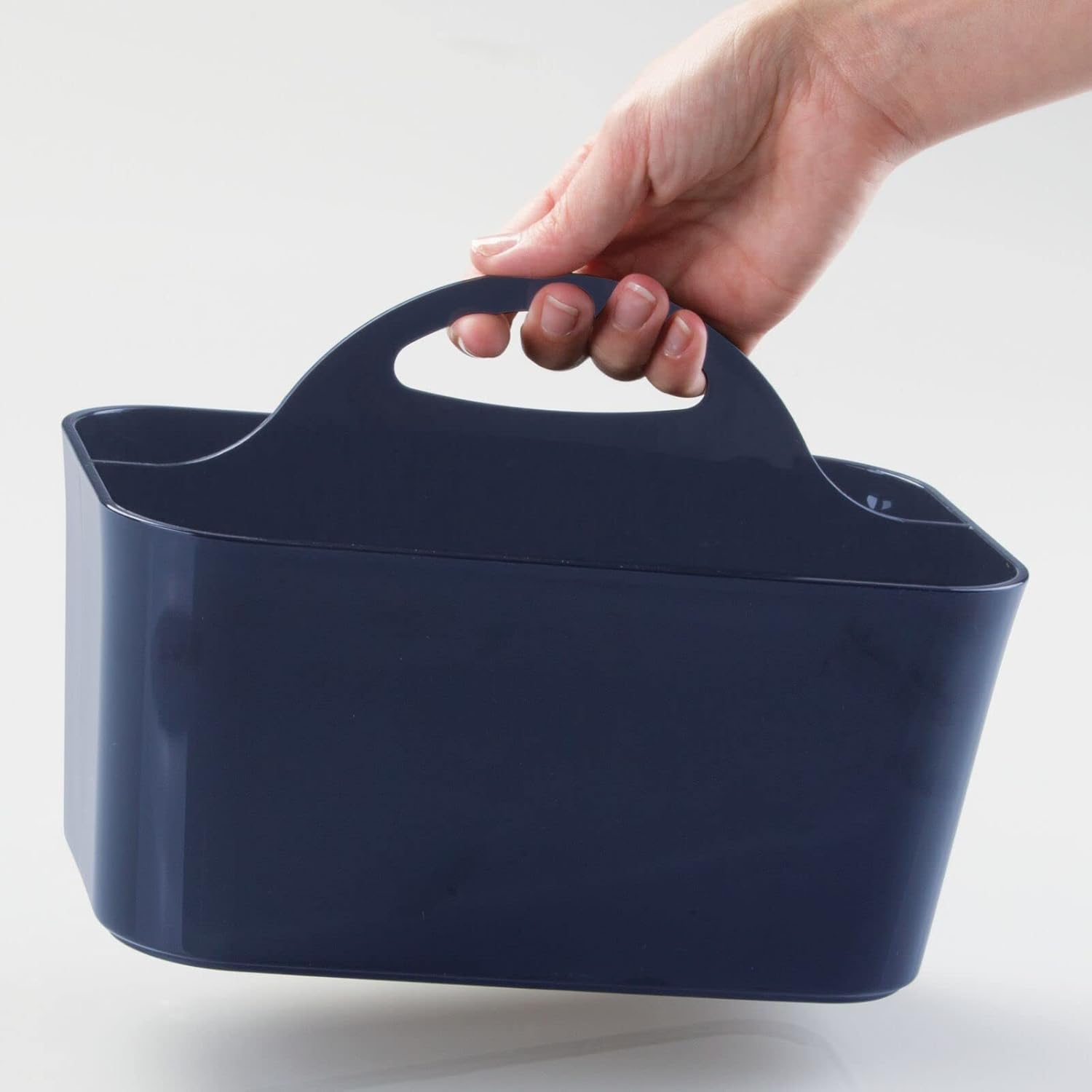 mDesign Small Plastic Shower Organizer Caddy Tote Navy Blue