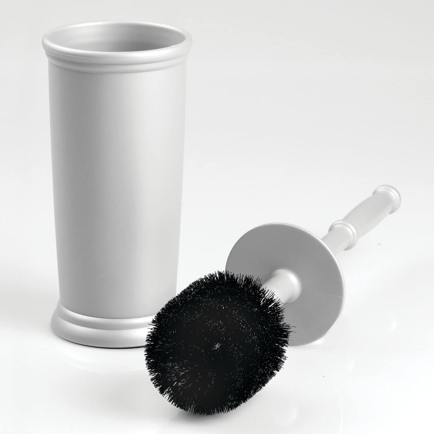 mDesign Compact Freestanding Toilet Brush and Holder - Silver