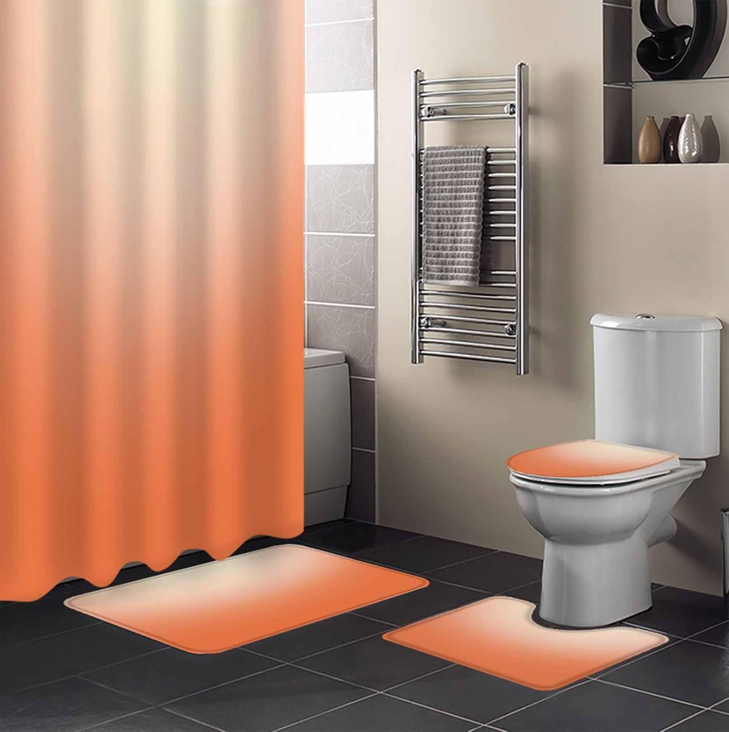 ZOE GARDEN Gradient Orange Bathroom Set