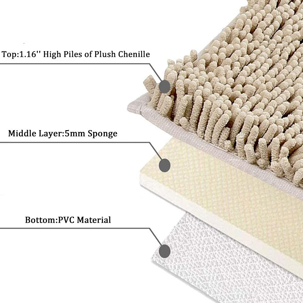 SONORO KATE Plush Bath Rug Non-Slip 3220 Beige